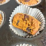 close up of texture of a vegan pumpkin muffin