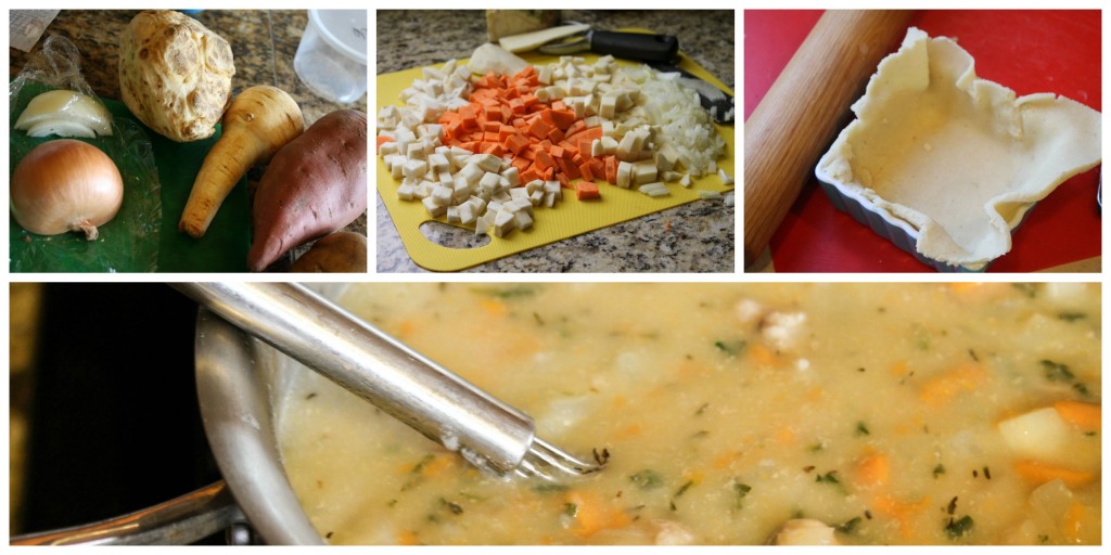 gluten free chicken pot pie recipe progression steps