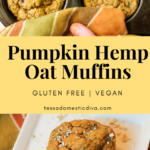 Pumpkin Oat Hemp Muffins - Gluten Free - Vegan #glutenfree #vegan #pumpkin #hemp #wholesome #muffins #eggfree #dairyfree #oats