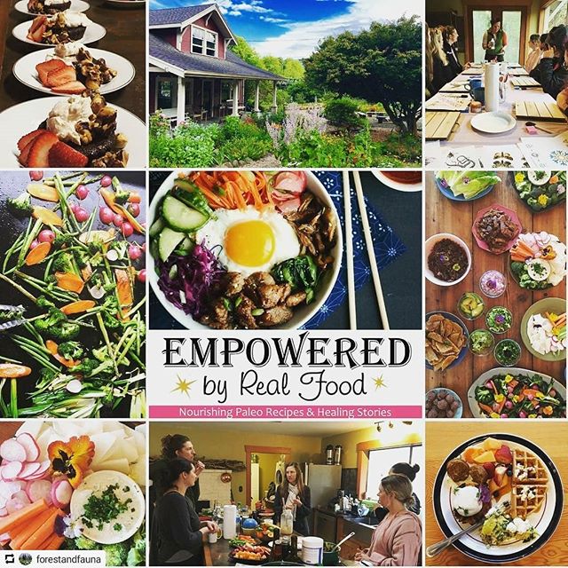 collage of weekend in nehelem oregon celebrating release of empowered by real food cookbook