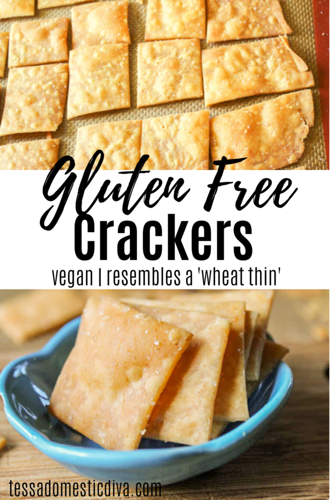 pinterest ready two image crispy golden square gluten free crackers