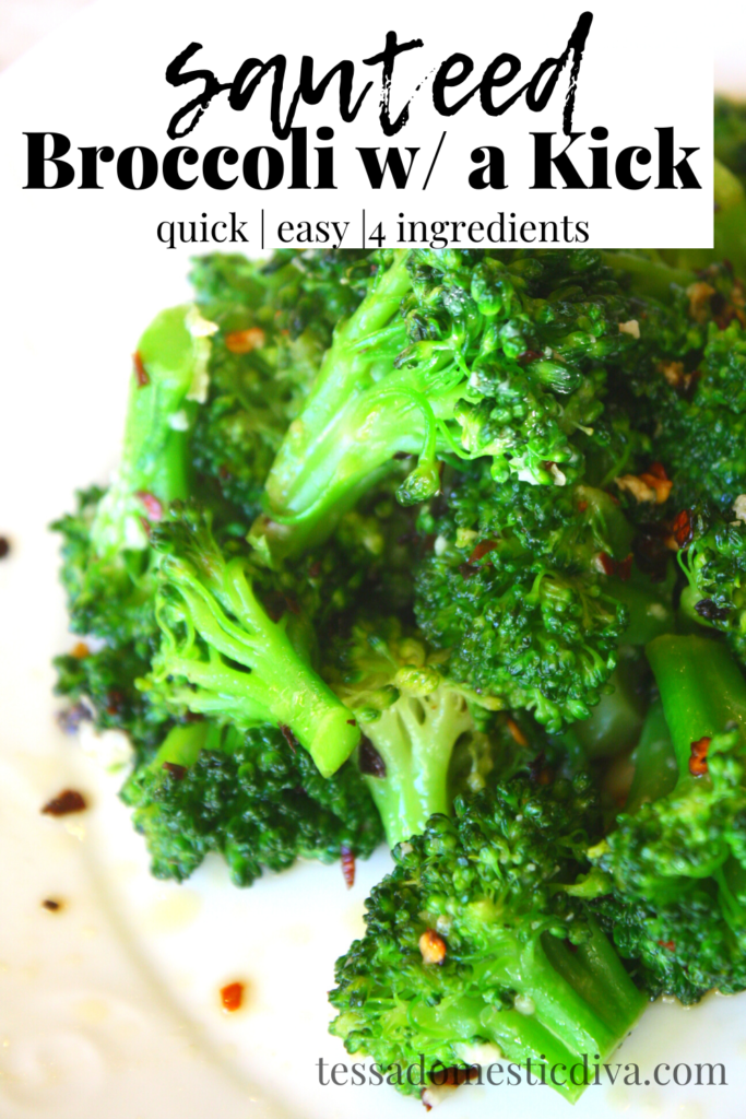 pinterest ready fresh bright green and crunchy sauteed broccoli with chili flakes