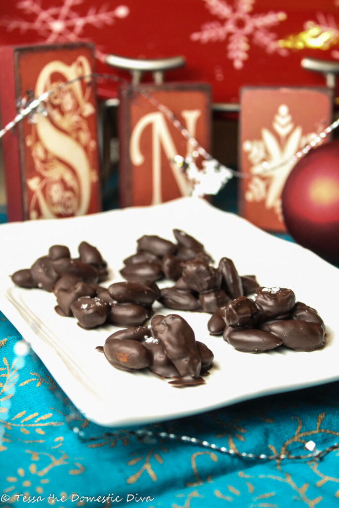 toasted almonds and chocolate candies with sea salt