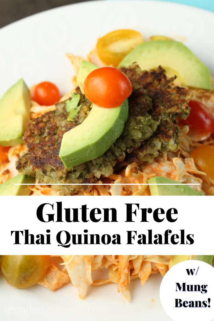 pinterest ready gluten free falafels with avocado slice and tomatoes